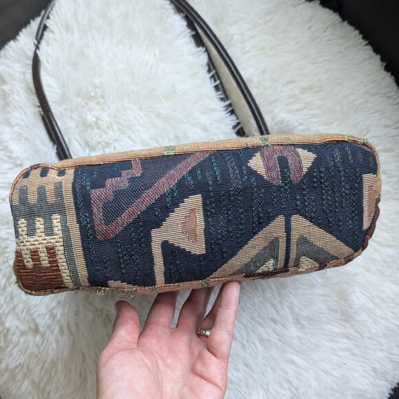 Nine West, Vintage Tapestry Shoulder Bag – 90s Y2K Boho Aztec Style - Picture 4 of 12